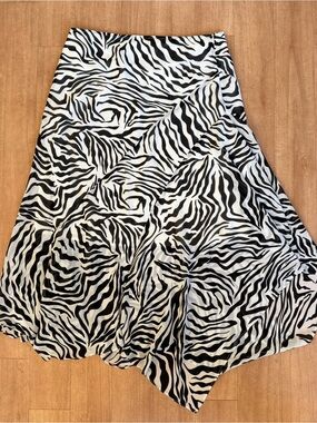 Sheri Martin New York black + white zebra print midi skirt